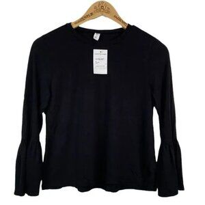 NWT BP. WOMEN'S BLACK LONG BELL BOTTOM SLEEVE STRETCH BLOUSE XS